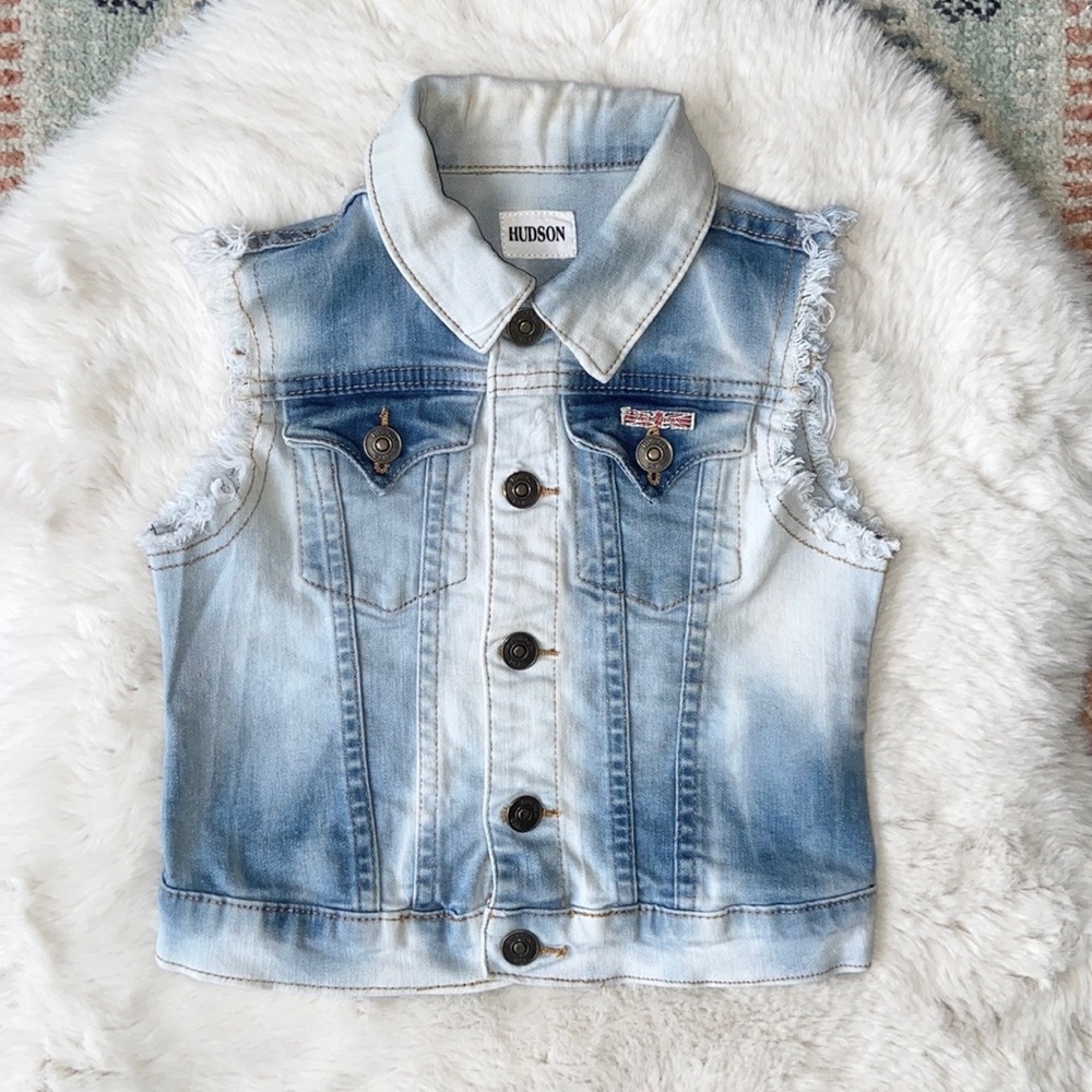 Hudson denim vest distressed jean vest bleached jacket unisex boys girls 4T